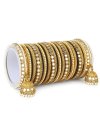 Alluring Gold Rodium Polish Alloy Beads Work Kada Bangles - 1