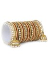 Enchanting Beads Work Gold and Red Alloy Kada Bangles - 1
