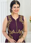 Miraculous Ayesha Takia Banglori Silk Aari Work Gold and Purple Designer Long Choli Lehenga - 2