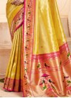Mustard and Rose Pink Woven Work Designer Traditional Saree - 4