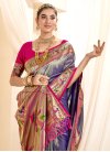 Woven Work Rose Pink and Violet Designer Contemporary Style Saree - 1