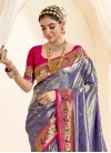 Woven Work Rose Pink and Violet Designer Contemporary Style Saree - 2