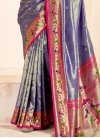 Woven Work Rose Pink and Violet Designer Contemporary Style Saree - 3