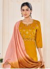Mustard and Off White Readymade Salwar Suit For Festival - 1
