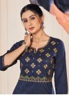Navy Blue and Off White Embroidered Work Readymade Designer Suit - 2