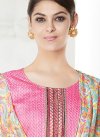 Cotton Satin Abstract Print Work Pink Palazzo Suit - 2