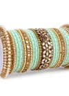 Charismatic Gold and Turquoise Beads Work Kada Bangles - 1