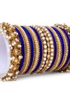 Outstanding Blue and Gold Alloy Gold Rodium Polish Kada Bangles For Festival - 1