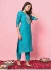 Silk Blend Embroidered Work Readymade Designer Salwar Suit - 2