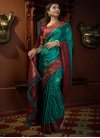 Maroon and Teal Designer Contemporary Saree For Ceremonial - 1
