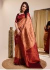 Kanjivaram Silk Peach and Red Designer Traditional Saree - 3