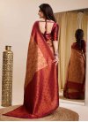 Kanjivaram Silk Peach and Red Designer Traditional Saree - 2