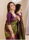 Olive and Purple Woven Work Designer Contemporary Style Saree - 3