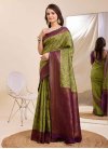 Olive and Purple Woven Work Designer Contemporary Style Saree - 2
