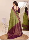 Olive and Purple Woven Work Designer Contemporary Style Saree - 4