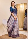 Kanjivaram Silk Beige and Navy Blue Woven Work Traditional Designer Saree - 3