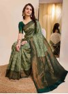 Kanjivaram Silk Green and Olive Woven Work Designer Contemporary Saree - 1
