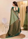 Kanjivaram Silk Green and Olive Woven Work Designer Contemporary Saree - 3