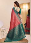Kanjivaram Silk Green and Rose Pink Woven Work Designer Contemporary Saree - 4
