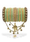 Flamboyant Gold Rodium Polish Beads Work Kada Bangles - 1