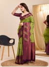Maroon and Olive Designer Contemporary Style Saree For Festival - 1