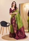 Maroon and Olive Designer Contemporary Style Saree For Festival - 2