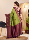Maroon and Olive Designer Contemporary Style Saree For Festival - 4