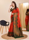 Art Silk Green and Red Woven Work Designer Contemporary Saree - 1