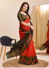 Art Silk Green and Red Woven Work Designer Contemporary Saree - 2