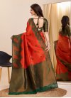 Art Silk Green and Red Woven Work Designer Contemporary Saree - 3