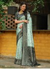 Woven Work Bottle Green and Turquoise  Designer Contemporary Style Saree - 1