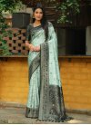 Woven Work Bottle Green and Turquoise  Designer Contemporary Style Saree - 3