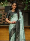 Woven Work Bottle Green and Turquoise  Designer Contemporary Style Saree - 4