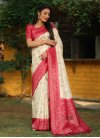 Off White and Rose Pink Traditional Designer Saree For Ceremonial - 1