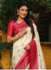 Off White and Rose Pink Traditional Designer Saree For Ceremonial - 2