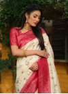 Off White and Rose Pink Traditional Designer Saree For Ceremonial - 3