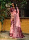 Maroon and Pink Woven Work Designer Contemporary Saree - 3