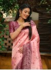 Maroon and Pink Woven Work Designer Contemporary Saree - 1