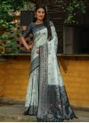 Woven Work Teal and Turquoise Designer Contemporary Style Saree - 4