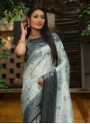 Woven Work Teal and Turquoise Designer Contemporary Style Saree - 2