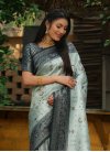 Woven Work Teal and Turquoise Designer Contemporary Style Saree - 1