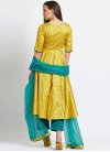 Net Teal and Yellow Readymade Designer Salwar Suit - 1