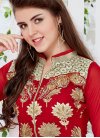 Absorbing Red Faux Georgette Pant Style Salwar Suit - 1