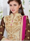 Beautiful Embroidered Work Faux Georgette Beige Pant Style Classic Salwar Suit For Ceremonial - 1