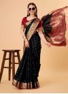 Woven Work Art Silk Black and Red Trendy Classic Saree - 2