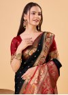 Woven Work Art Silk Black and Red Trendy Classic Saree - 1