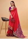 Purple and Red Traditional Designer Saree For Ceremonial - 1
