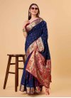 Woven Work Navy Blue and Red Designer Traditional Saree - 1