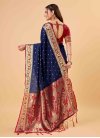 Woven Work Navy Blue and Red Designer Traditional Saree - 4