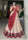 Off White and Red Cotton Blend Readymade Lehenga Choli - 3